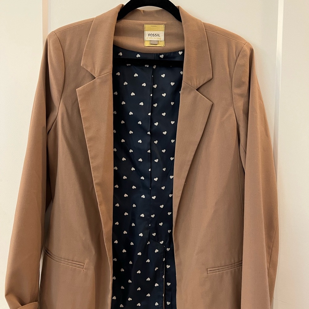 Fossil Beige and Navy Blazer